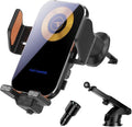 Wireless Car Charger,15W/10W/7.5W Fast Charging Auto-Clamping Car Charger with Phone Holder for iPhone 17/16/15/14/13/12/11 Pro Max, Samsung Galaxy S23/S22/S21 Ultra