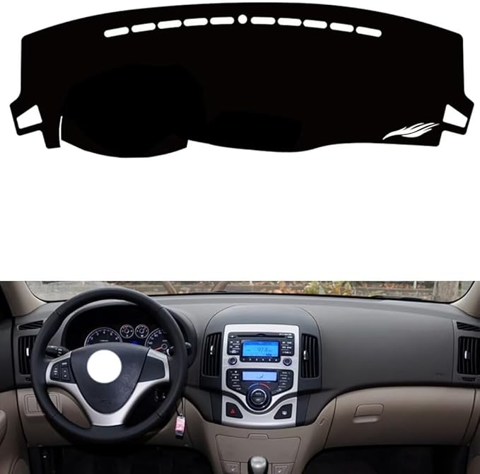 leather dashboard cover Compatible with HyundaiHyundai I30（NO storage box），dash cover（black）
