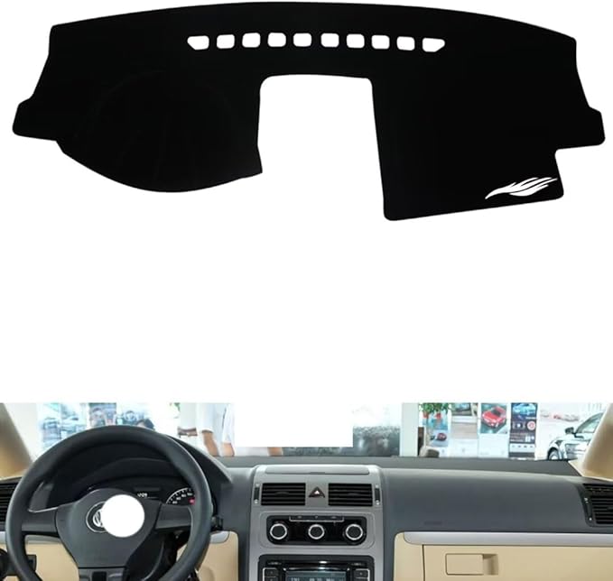 leather dashboard cover Compatible with VW Golf 5，dash cover（black）