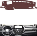 Leather Dashboard Cover Compatible with Toyota Highladner (HUD 2022-2023,Dash Board Cover mat Anti-Slip Sun-Proof and dust-Proof(Brown)