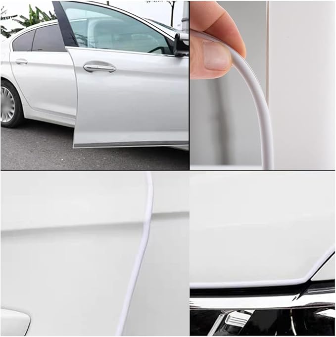 Eytool Car Door Protectors Edge Guards,16Ft(5M) Car Edge Trim Rubber Seal Protector with U Shape Car Protection Door Edge Guard Fit for Most Car (White)