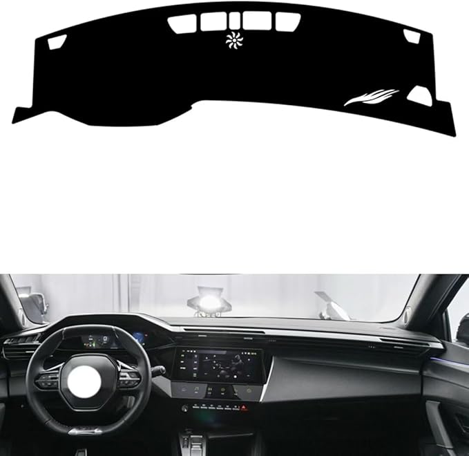 leather dashboard cover Compatible with Peugeot 408X (speaker)，dash cover（black）