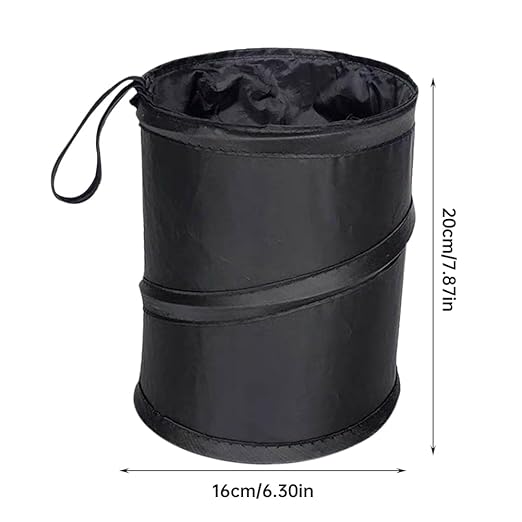 2pcs Collapsible Pop-up Car Trash Can with Elastic Band Hanging Multipurpose Trash Bin for Car/Home (Black)