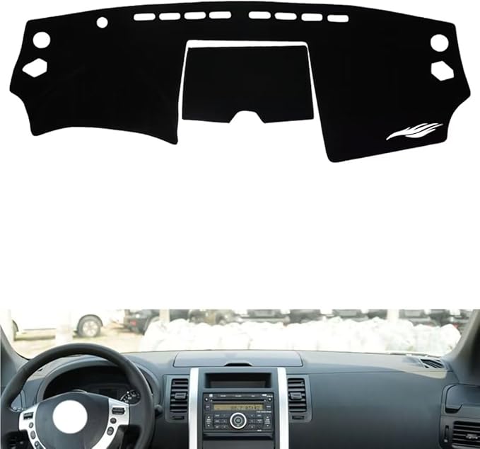 leather dashboard cover Compatible with Nissan X-Trail 2008-2012，dash cover（black）