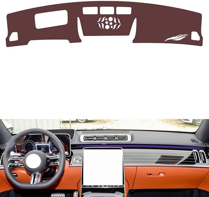 Leather Dashboard Cover Compatible with Mercedes S Class（HUD） 2021-2024，Dash Cover, Non-Slip Dash Cover, Dash mat Dashboard Cover, Interior Dash Covers