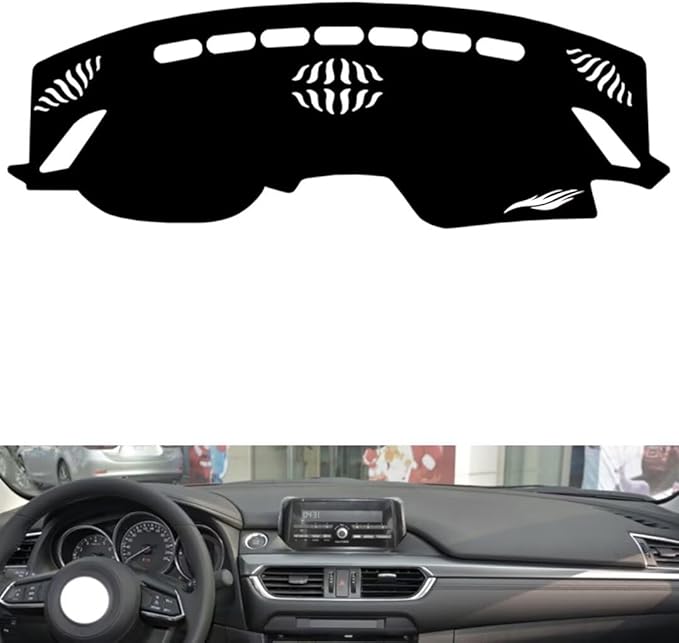 leather dashboard cover Compatible with Mazda 6 Atenza（NO HUD） 2017-2019，dash cover（black）