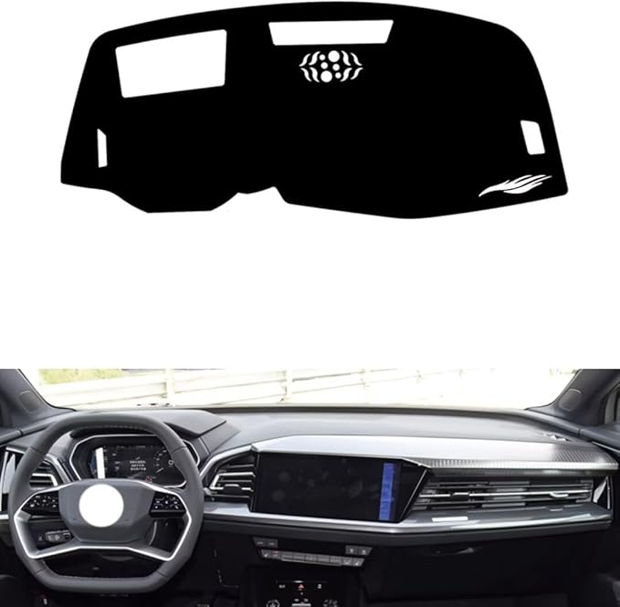 leather dashboard cover Compatible with Audi Q5 e-tron（HUD） 2022-2023，dash cover（black）
