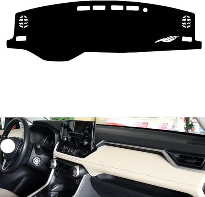 leather dashboard cover Compatible with Toyota RAV4（thin screen） 2021-2023，dash cover（black）