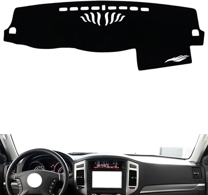 leather dashboard cover Compatible with Mitsubishi pajero（speaker） 2007-20，dash cover（black）