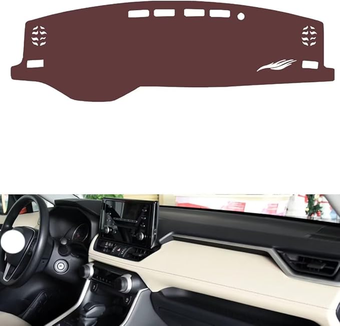 Leather Dashboard Cover Compatible with Toyota RAV4（Thin Screen） 2021-2023，Dash Cover, Non-Slip Dash Cover, Dash mat Dashboard Cover, Interior Dash Covers