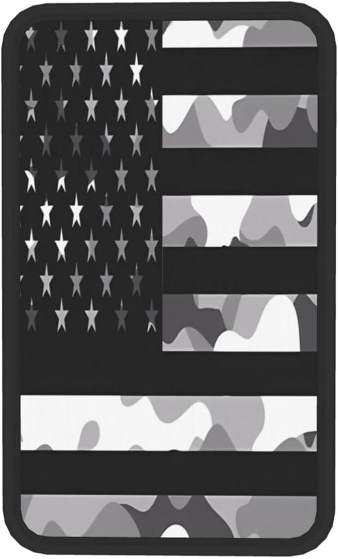 Camouflage Gray Camo American Flag Car Center Console Cover, Universal Waterproof Armrest Pad, Soft Comfort Cushion & Scratch-Resistant Protector for Cars, SUVs and Trucks