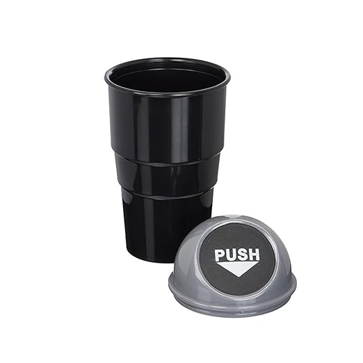 Cup Holder Trash can for car with Lid, Mini Garbage Cans for Back seat Leakproof Vehicle Automotive Cup Holder Car trashcan, Small Trash Bin for Automotive Office Home Kitchen (GREY002)