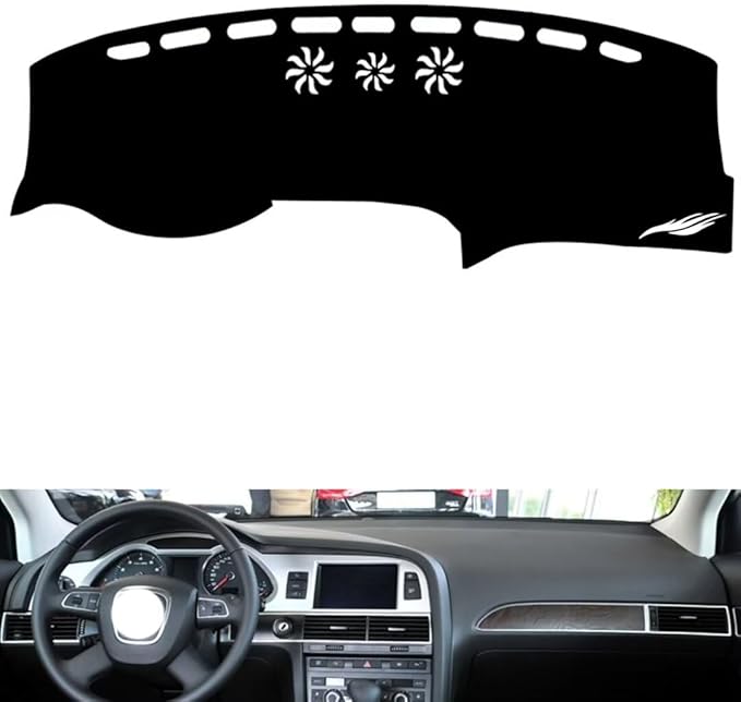 leather dashboard cover Compatible with Audi A6L 2005-2011，dash cover（black）