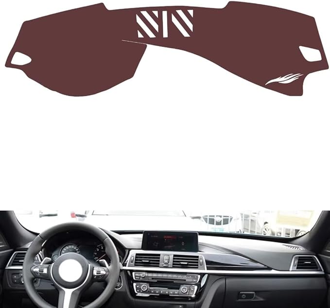 Leather Dashboard Cover Compatible with BMW 4 Series (Speaker 2013-2019,Dash Board Cover mat Anti-Slip Sun-Proof and dust-Proof(Brown)