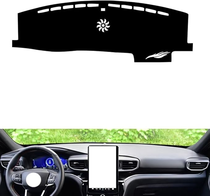 leather dashboard cover Compatible with FORD Explorer（speakers） 2020-2022，dash cover（black）