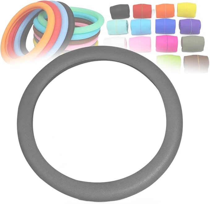 Cool Non-Slip Silicone Steering Wheel Protector, Universal Car Steering Wheel Protective Cover, Non-Slip Silicone Ultra Thin Steering Wheel Cover (Grey)