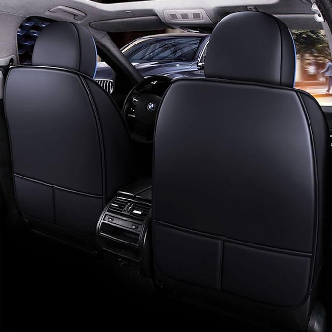 Niscarda Full Coverage 5 Car Seat Covers for Hyundai Santa Cruz 2022-2024, Non-Slip Front and Rear Split Bench Seat Cushion Waterproof Seat Cover Accessories (Black and Blue, Full Set)
