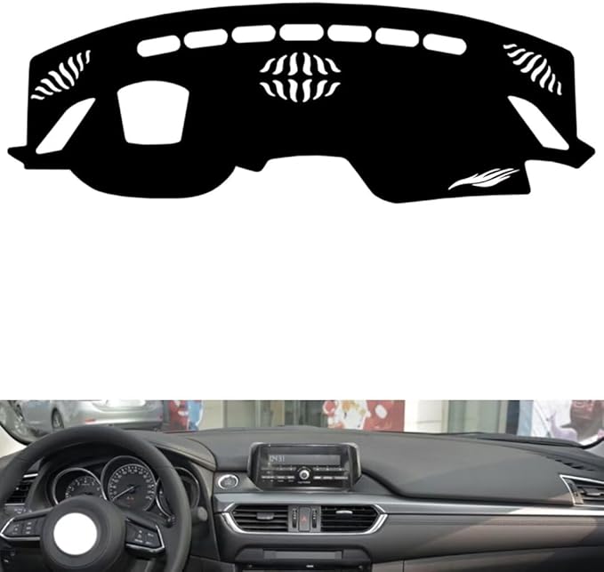 leather dashboard cover Compatible with Mazda 6 Atenza（HUD） 2017-2019，dash cover（black）