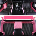 Custom Making Car Floor Mats Compatible for 2000-2025 All Mode Sedan SUV Sports Car Full Coverage Cute Pads Protection Non-Slip Leather Floor Liners (Black+Pink Edge)