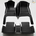 KaiLaiCarCustom Automotive Car Floor Mats for 99.99% Sedan SUV Sports Car Men Women Protection Full Coverage Pads Anti-Slip Leather Floor Lining… (Black+White Bars)