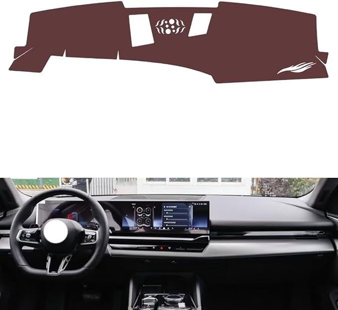 Leather Dashboard Cover Compatible with BMW 5 Series（no HUD） 2024,Dash Board Cover mat Anti-Slip Sun-Proof and dust-Proof(Brown)