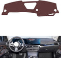 Leather Dashboard Cover Compatible with BMW I3 (NO HUD 2022-2024,Dash Board Cover mat Anti-Slip Sun-Proof and dust-Proof(Brown)