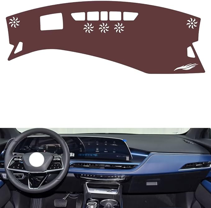 Leather Dashboard Cover Compatible with Cadillac GT4（HUD）,Dash Board Cover mat Anti-Slip Sun-Proof and dust-Proof(Brown)
