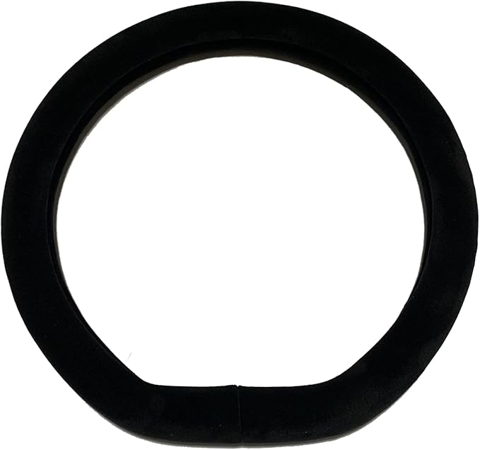 D Shape Fluffy Steering Wheel Cover, Short Plush Auto Accessories for Men and Women with Inner Ring Universal 15 Inch (D-Shape Black)