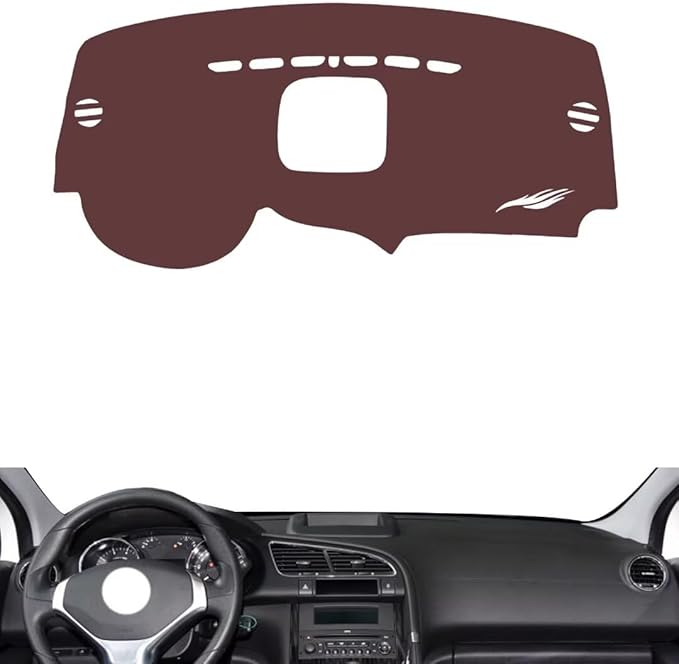 Leather Dashboard Cover Compatible with Peugeot 3008 (NO HUD、Storage Box) 2013-2015,Dash Board Cover mat Anti-Slip Sun-Proof and dust-Proof(Brown)
