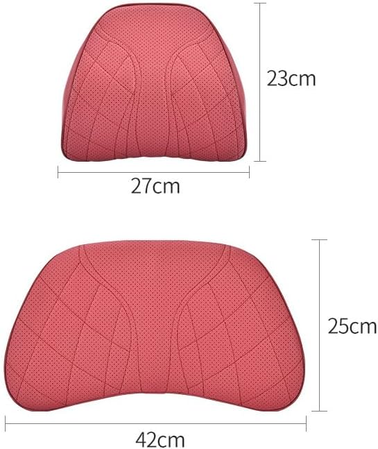 for Chevy Silverado 2007 2008 2009 2010 2011 2012 2013 Leather Car Seat Headrest Lumbar Cushion, Lumbar Support Pillow for Car,for Driving Traveling Relieving Neck Fatigue,2-A Beige