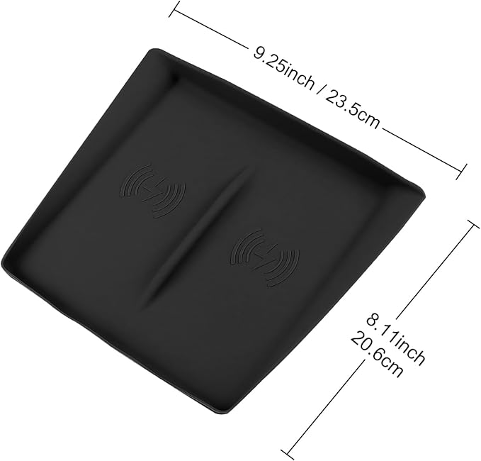 for 2024 Tesla Model 3 2025 Model Y Wireless Charging Anti-Slip Mat Silicone Protective Pad for Tesla Accessories (Black)