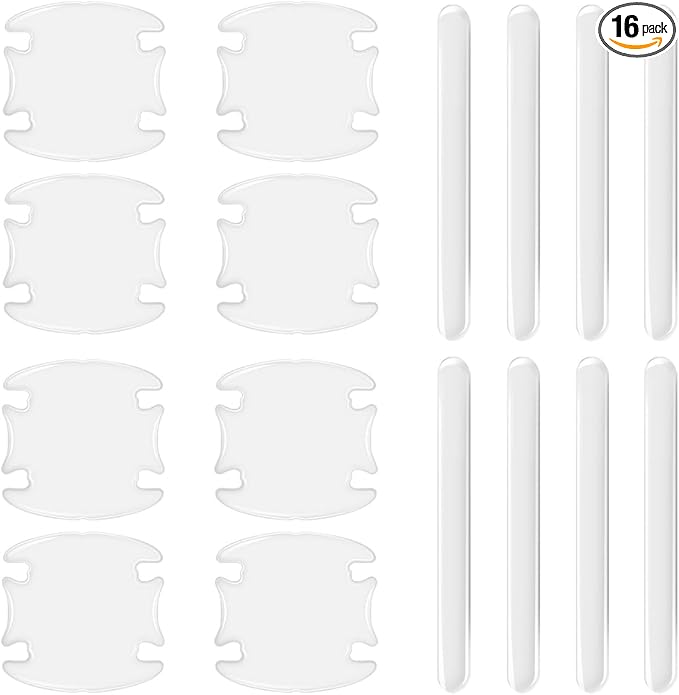 16PCS Car Door Handle Cup Scratch Protector Set, Waterproof Car Door Bowl Sticker Protector Film, Anti-Scratch Car Paint Cover Guard Pad Universal for Most Cars, SUVs (Transparent)