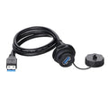 CNLINKO USB 3.0 Connector, Type A Female, Panel Mount Receptacles Socket with 40 inches Cable, Outdoor Waterproof IP67, Data + Power, Industrial Standard