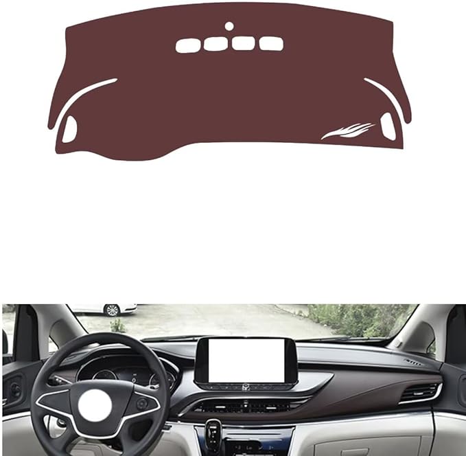 Leather Dashboard Cover Compatible with Buick GL8 Land Business Class 652T 2020-2023,Dash Board Cover mat Anti-Slip Sun-Proof and dust-Proof(Brown)