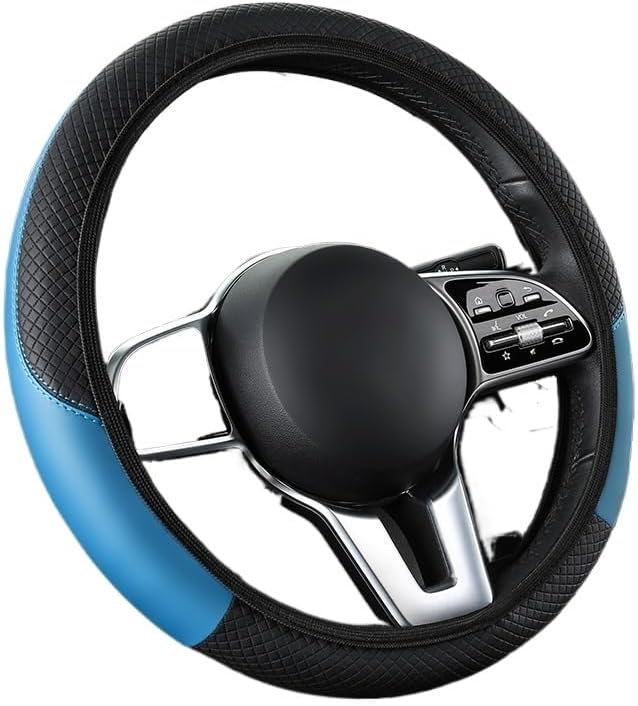 Universal Fit Soft Embossed PU Leather Steering Wheel Cover with Elastic Edge for All-Season Comfort(B)