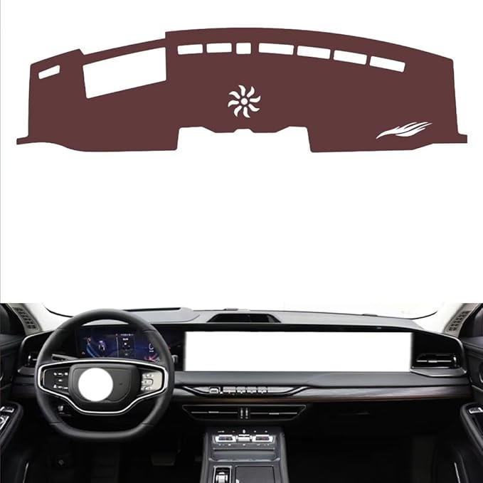 Leather Dashboard Cover Compatible with Lincoln Z（HUD）,Dash Board Cover mat Anti-Slip Sun-Proof and dust-Proof(Brown)