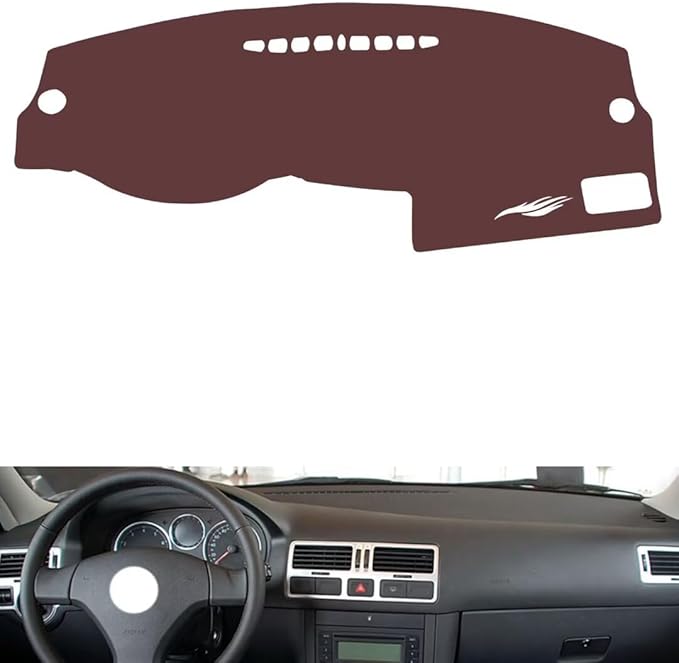 Leather Dashboard Cover Compatible with VW Bora 2004-2007,Dash Board Cover mat Anti-Slip Sun-Proof and dust-Proof(Brown)