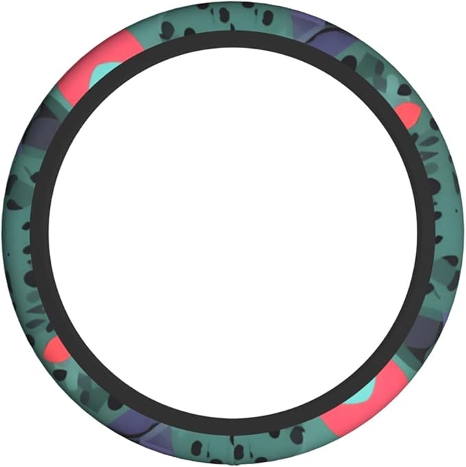 Geometric Patterns Steering Wheel Cover. Car Decor,Anti-Slip,Sweat Absorption,Easy Carry, Universal 15 Inch