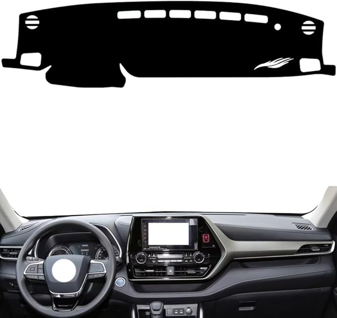 leather dashboard cover Compatible with Toyota Crown Kluger (NO HUD，dash cover（black）