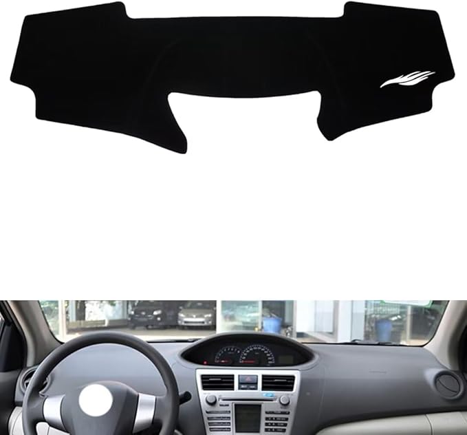 leather dashboard cover Compatible with Toyota Vios 2008-2013，dash cover（black）