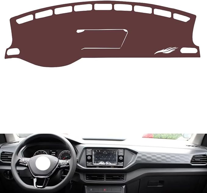 Leather Dashboard Cover Compatible with VW T-Cross，Dash Cover, Non-Slip Dash Cover, Dash mat Dashboard Cover, Interior Dash Covers