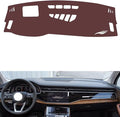 Leather Dashboard Cover Compatible with Audi Q8 (HUD 2018-2024,Dash Board Cover mat Anti-Slip Sun-Proof and dust-Proof(Brown)