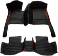 Custome Car Mats Accessories All Weather Floor mats Compatible with Automotive Floor Mats Passenger car mats (All Black red)