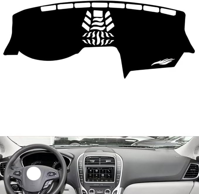 Leather Dashboard Cover Compatible with Lincoln MKX（No Warning Light） 2016-2018，Dash Cover（Black）