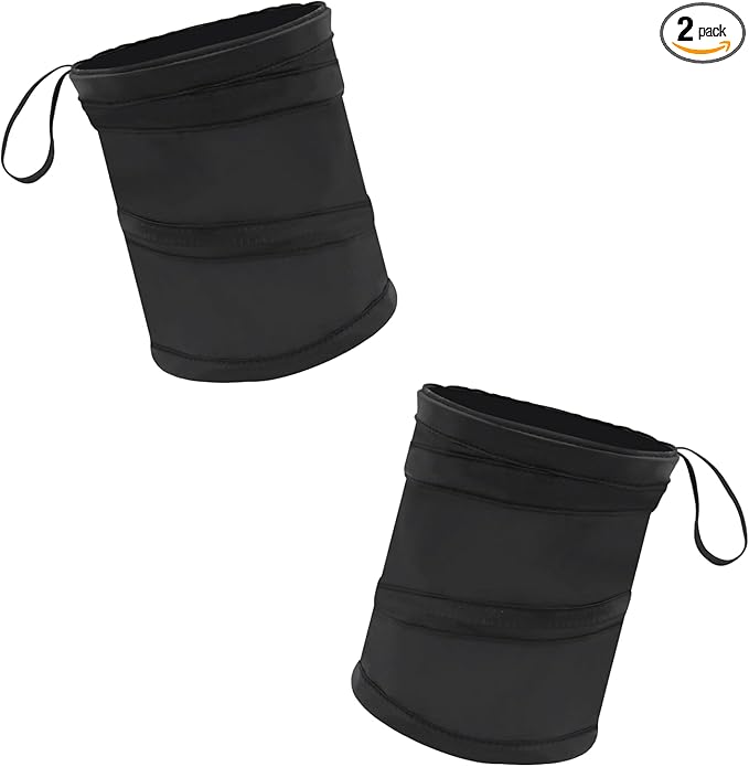 Collapsible Car Trash Can, Mini Portable Automotive Garbage Bag, Pop-Up Vehicle Rubbish Bin, Waterproof Waste Basket Bin with Magic Sticker, Hanging Washable Auto Trash Bag (2PCS)
