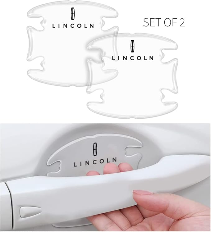iPick Image for Lincoln Logo Universal Car Door Handle Cup Protector Clear Decal Stickers, Pair - Official Licensed