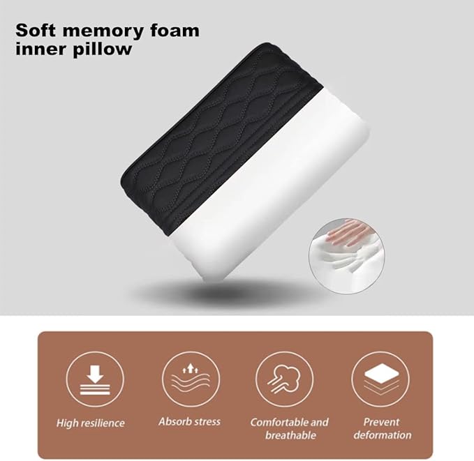 BODLYL Car Center Console Cover, Memory Foam Car Armrest Cushion, Black Auto Arm Rest Pad, Leather Arm Rest Covering Car, Hand Rest Pillow for SUV/Truck/Vehicle (Black)