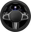 Leather Steering Wheel Cover 15 Inches Car Steering Wheel Cover Stretchy Easy Installation Durable Breathable Non-Slip for Honda Civic Accord Fit CRV HRV Pilot Odyssey Accessories -Black