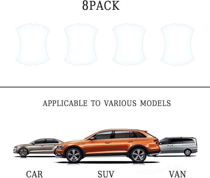 Carbon Fiber Car Door Protector - 8PCS Anti-Scratch Film, Non-Marking, Self-Adhesive for All Cars (Clear)
