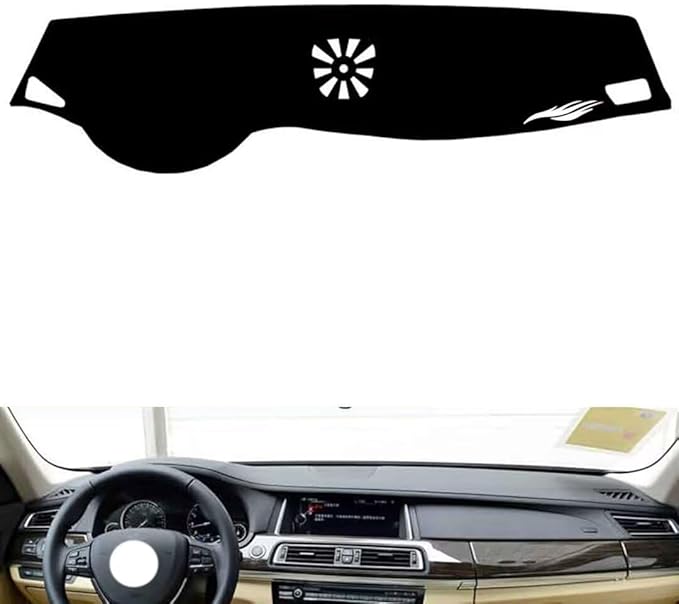 leather dashboard cover Compatible with BMW 7 series（NO HUD） 2009-2014，dash cover（black）